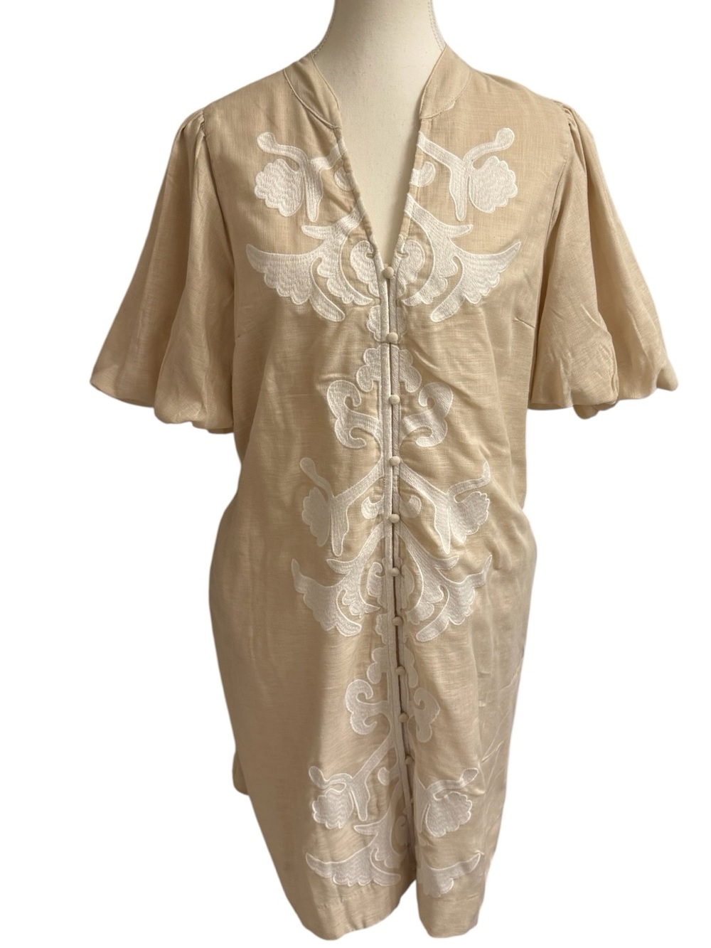 Crown & Ivy XL Embroidered Tunic Dress Coastal Boho Resort Mediterranean - Picture 2 of 10